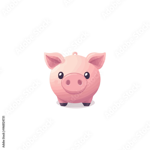 2D flat Pig vector illustration, isolated on a white background.