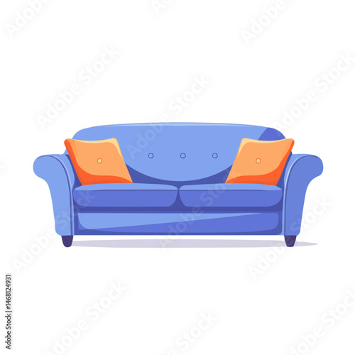 Couch 2D flat vector illustration, isolated on a white background.