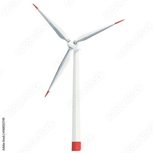 2D flat Wind Turbine vector illustration, isolated on a white background.