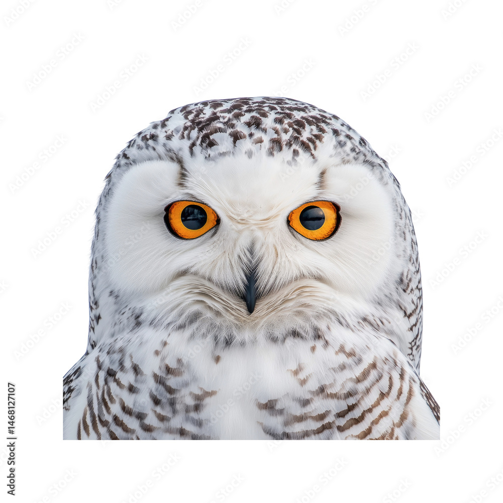 Obraz premium Majestic Snowy Owl Portrait Intense Gaze and Detailed Plumage