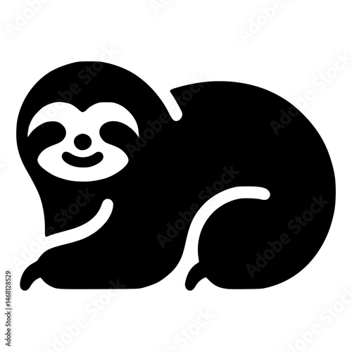 A minimalistic sloth silhouette, captured in a simple and elegant style