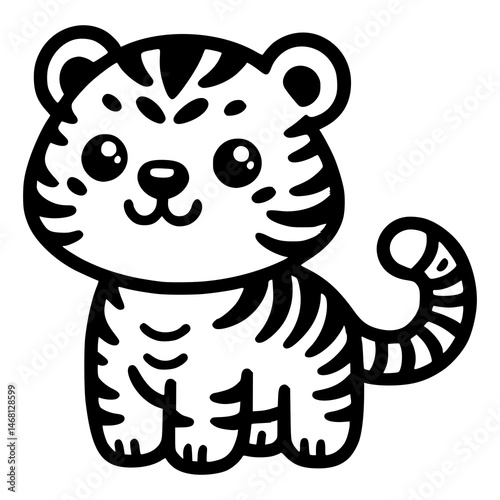 A cute tiger cub cartoon ready for playful fun 