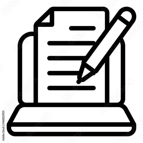 paper and pencil outline icon for copywriting documentation