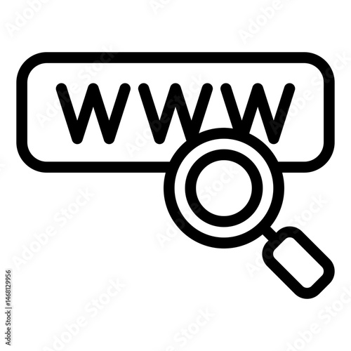 search bar outline icon with magnifier for search engine web