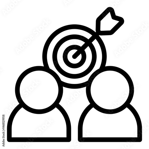 group outline icon with bullseye for audience target goal