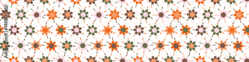 Simple whimsical modern floral abstract border shape seamless pattern. Trendy pastel color banner with hand drawn playful style for edging trim, wash tape and summer texture ribbon background.