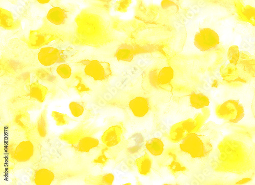 Sun summer watercolor seamless texture with yellow dots abstract pattern. Trendy forecasting fashion rapport with dots abstraction.