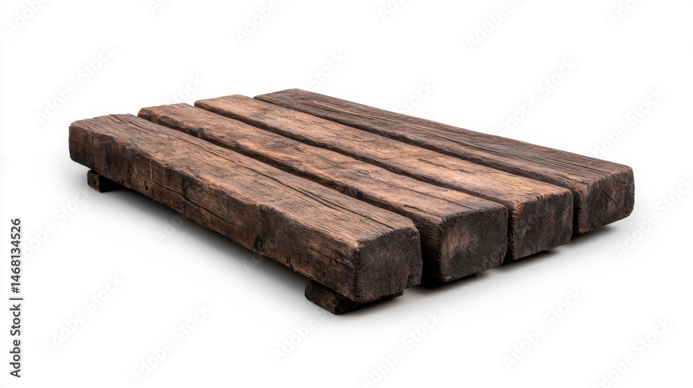 Fototapeta premium Rustic Wooden Plank, Natural Texture, Isolated on White Background