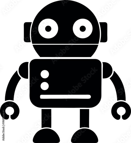 Cute robot icon silhouette on transparent background.