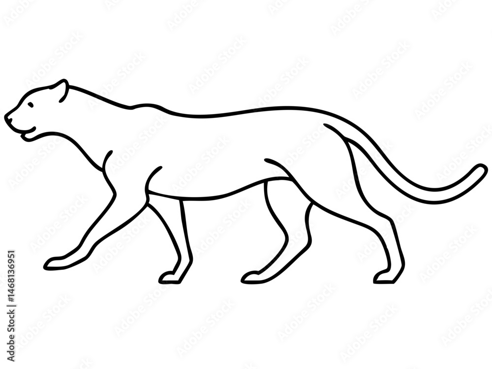 Fototapeta premium Detailed black silhouette of a growling cheetah with 8k resolution vector design