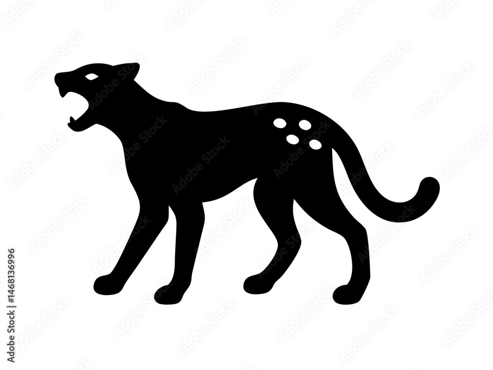Obraz premium Detailed silhouette of a growling cheetah in aggressive and powerful pose