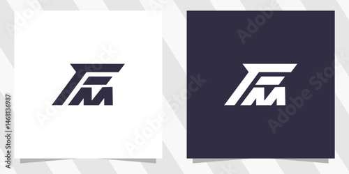 letter fm mf logo design vector