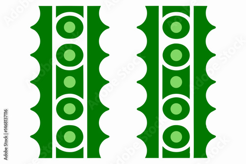 Geometric green and white floral design on transparent background for graphic projects