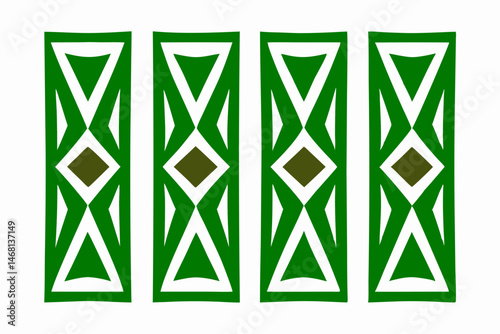 Geometric pattern in green and white on a transparent background suitable for designs