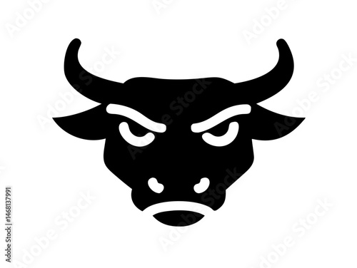 Powerful silhouette design of an angry bull demonstrating strength and aggression in vector format.