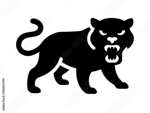 Powerful silhouette design of an angry tiger in a dynamic and aggressive stance
