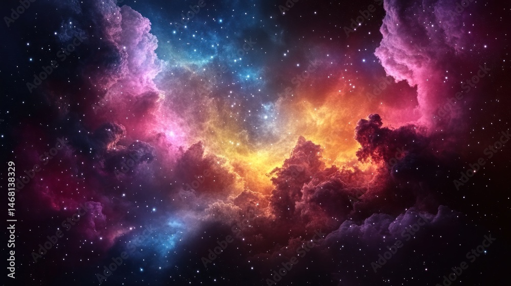 Fototapeta premium Cosmic Nebula: A Celestial Tapestry of Color and Light