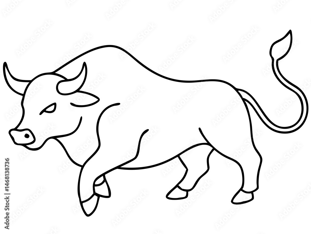 Fototapeta premium Angry bull head silhouette vector design in black with transparency