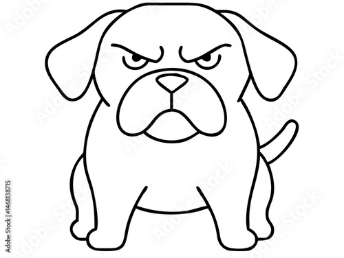 Aggressive dog silhouette vector illustration depicting anger and alertness on a white background
