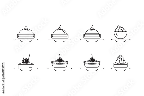 Creme Brulee Tart Minimal Line Art