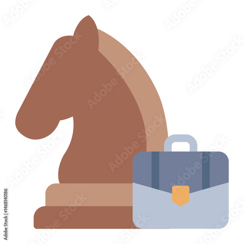 knight with case flat icon for business strategy planning