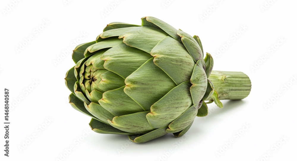 Obraz premium Freshly Harvested Artichoke: A Vibrant Green Jewel of the Culinary World, Ready for Delicious Recipes. High quality professional stock photo suitable for commercial use.