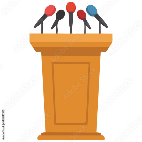 Podium for speaker debate isolated vector illustration on white background