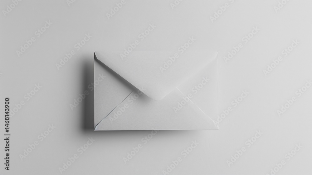 A simple, white envelope on a white background. 3D model, minimalist style A simple, white envelope on a white background. 3D model, minimalist style