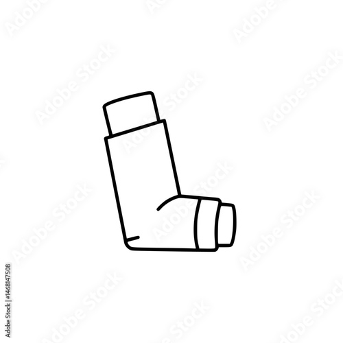 Metered Dose Inhaler Simple Vector Outline in minimalistic black and white design 