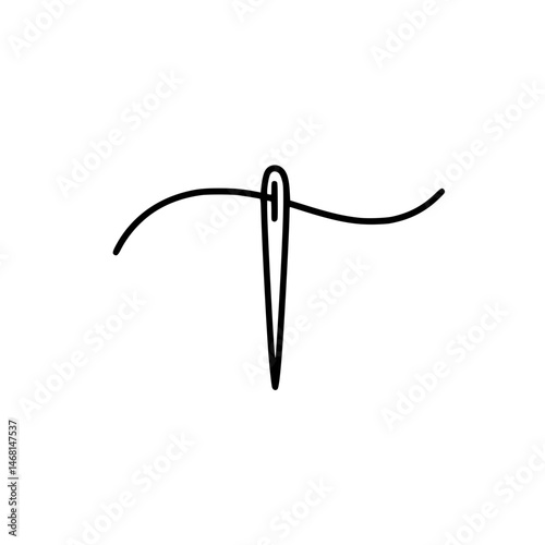 Surgical Needle Simple Vector Outline in minimalistic black and white design