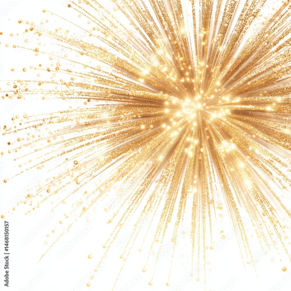 Obraz premium Sparkling Gold Burst Creative Explosion with Bright Glowing Particles and Radiant Light Effects in Abstract Design for Celebratory Events