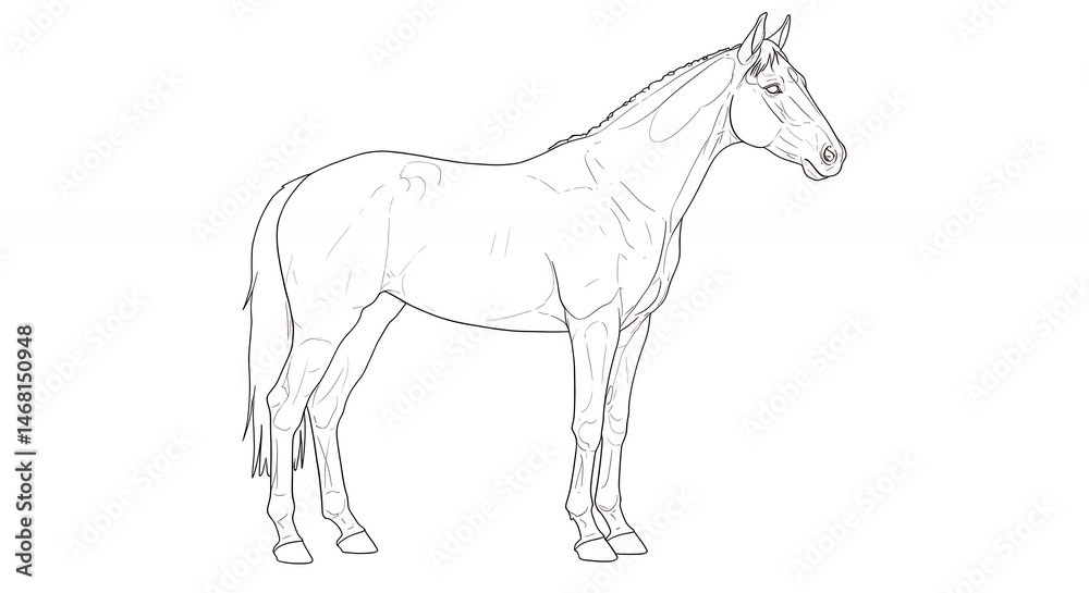 Obraz premium Line drawing horse side view