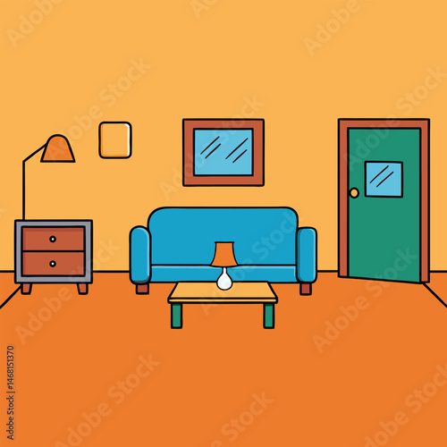 Modern living room interior showcases a contemporary sofa, stylish furniture, and intentional light design