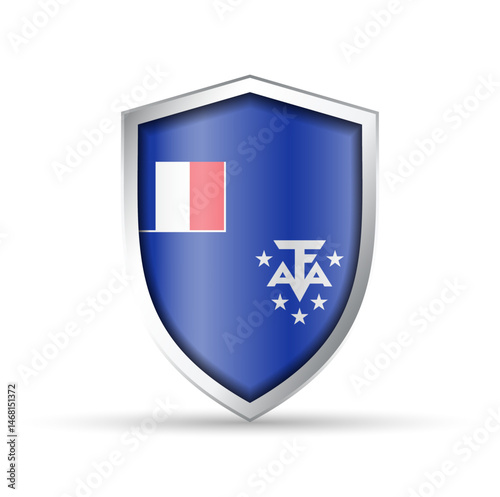 French Southern Territories Flag Glossy Shield Icon