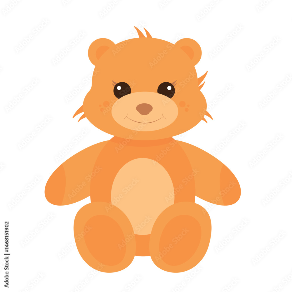Obraz premium teddy bear on white background, yellow, soft baby toys, cartoon animals, childhood, brown, funny animals, 