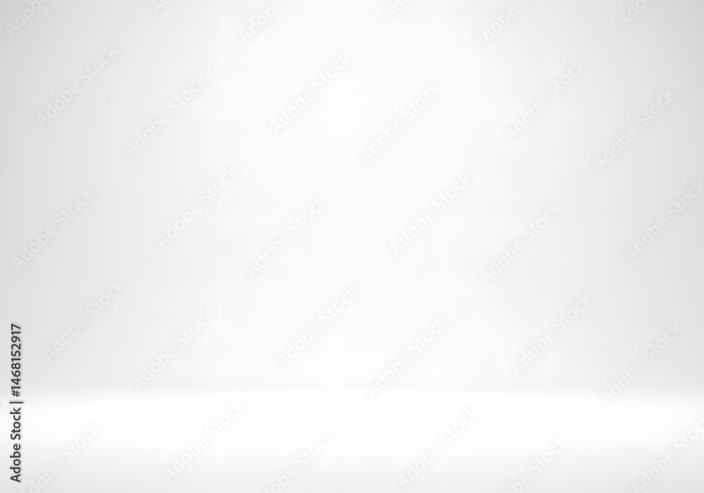 Fototapeta premium Clean minimalist white studio backdrop with soft diffused lighting and subtle floor shadow, concept for product display, advertising mockups and minimalist design presentations