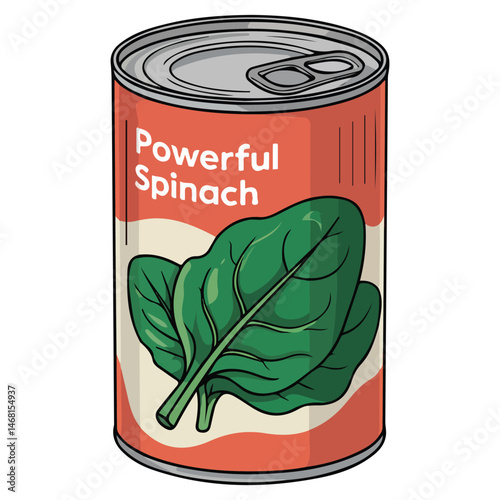 Canned spinach vegetable isolated vector illustration on white background