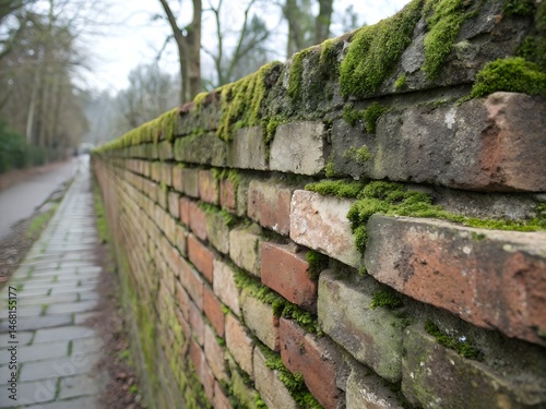 mossy old brick wall