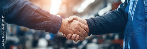 Customer Engages With Technician in Handshake at Service Location During Daytime Generative AI