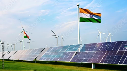 solar panels with Indian flag