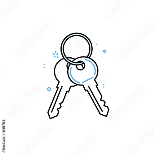 Two silver keys on a keyring icon, security and access concept