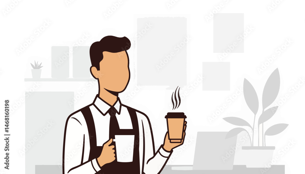 Fototapeta premium Manager holding coffee in modern office, professional relaxation