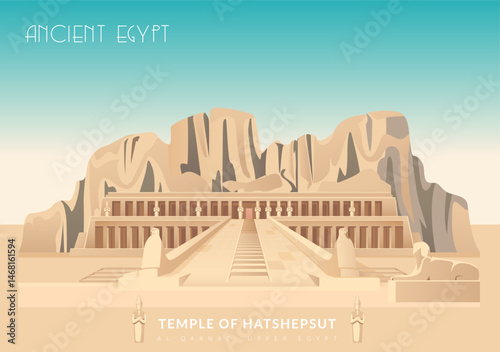 Temple of Hatshepsut - Egypt - Stock Illustration
