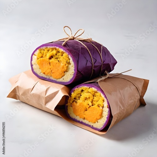 Purple Sweet Potato Burritos Wrapped in Paper