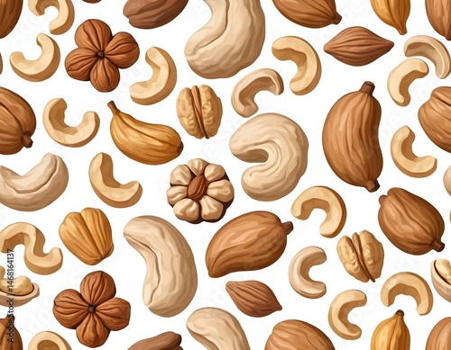 Assorted Nuts Seamless Pattern