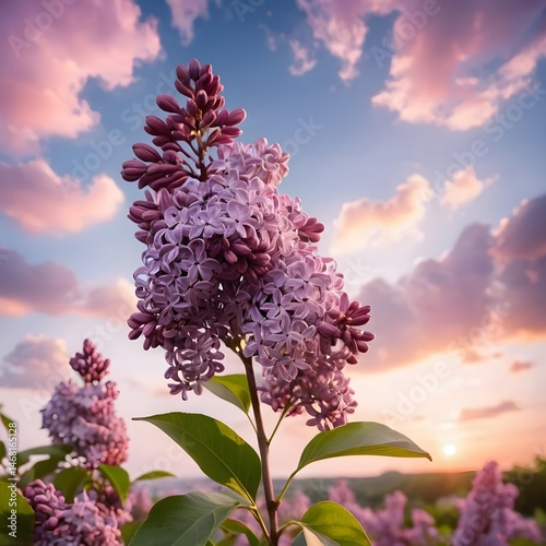 Lilac Blossoms at Sunset