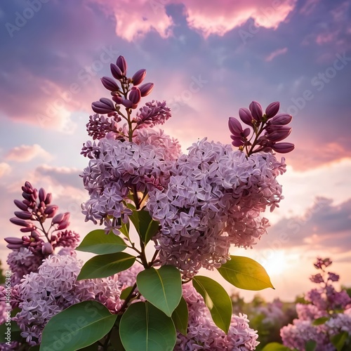 Lilac Blossoms at Sunset