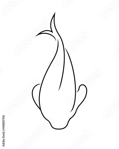 Line art drawing of a Koi fish, vector illustration.