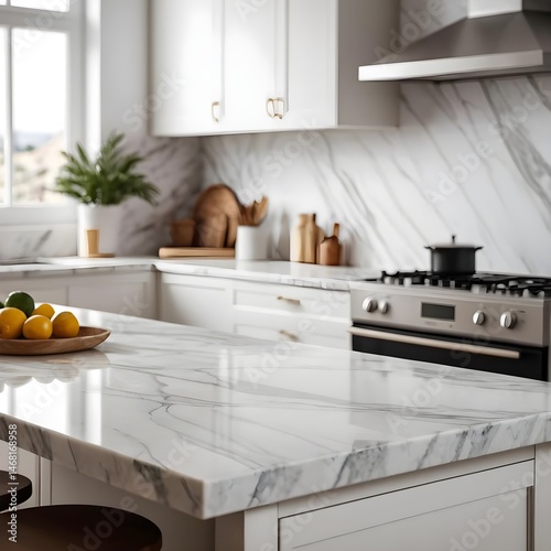 Modern Kitchen Island with Marble Countertop