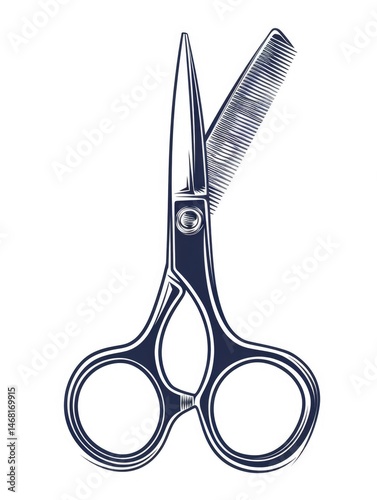 silhouette background hair cutting tool scissor barbershop equipment simple vintage Generate AI